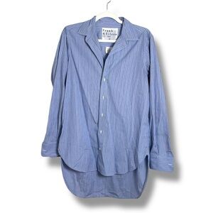 Frank & Eileen Grayson Button Down Shirt Blue and White Stripes Size Medium